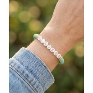 Michelle McDowell turquoise Bracelet with "Blessed" Lettering